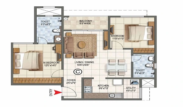 Godrej Regal Pavilion 2 BHK Floor Plan