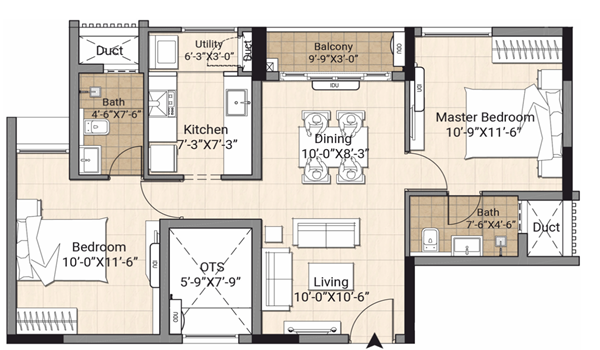 Godrej Regal Pavilion 3 BHK Floor Plan