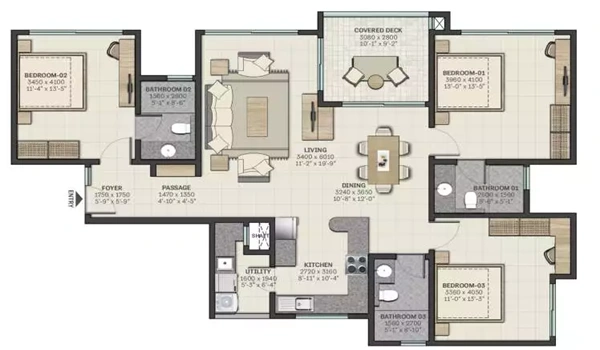 Godrej Regal Pavilion 3.5 BHK Apartment Floor Plan