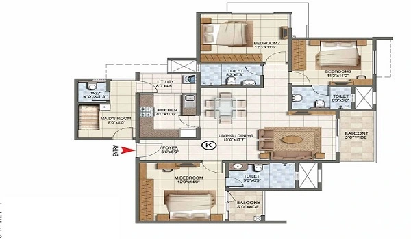 Godrej Regal Pavilion 4 BHK Apartment Floor Plan